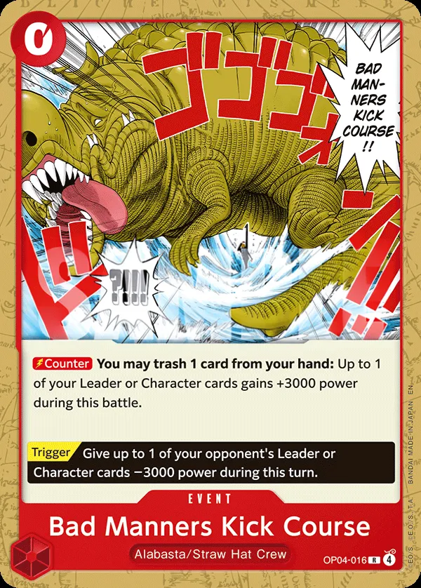 Kingdoms of Intrigue 영어판 Bad Manners Kick Course OP04-016 · 패럴렐 3 카드 앞면