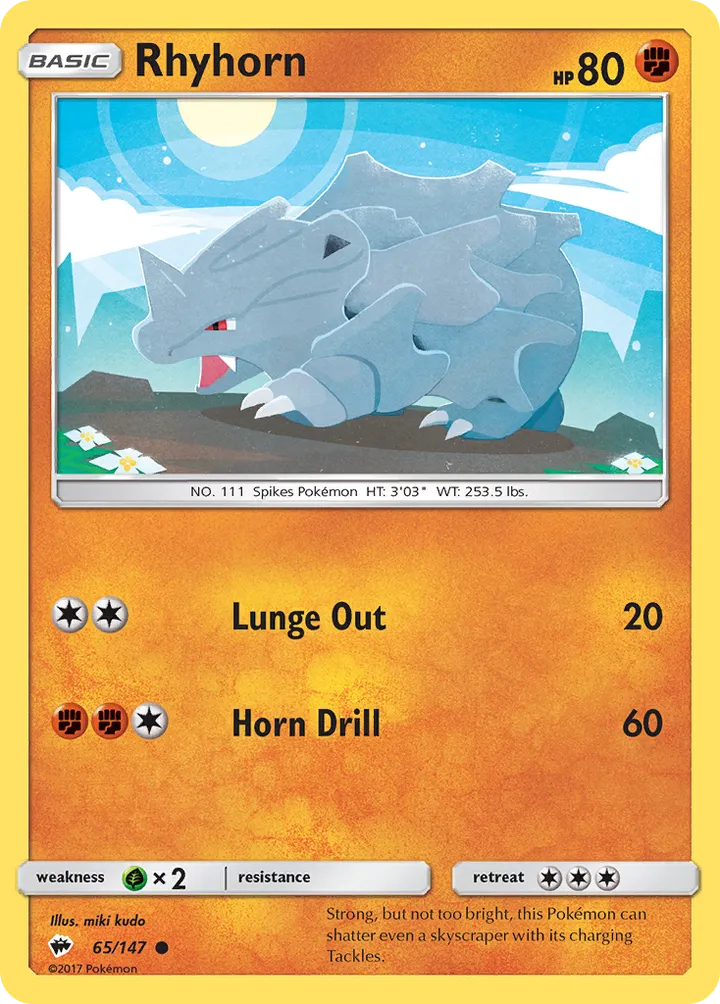 Sun & Moon—Burning Shadows 英語版 Rhyhorn 65 カード表面