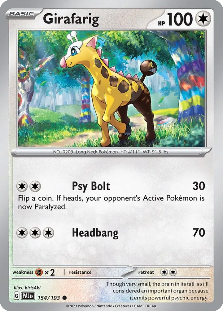 Scarlet & Violet—Paldea Evolved 영어판 Girafarig 154 카드 앞면