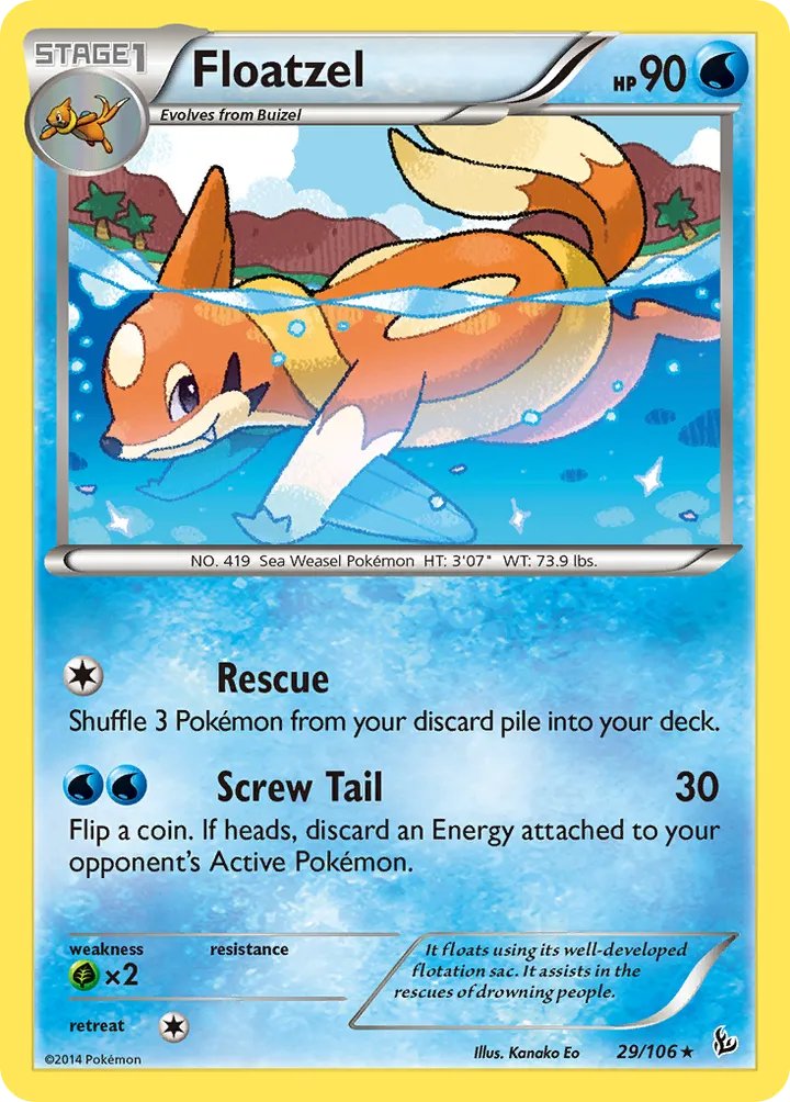 XY—Flashfire 英語版 Floatzel 29 カード表面