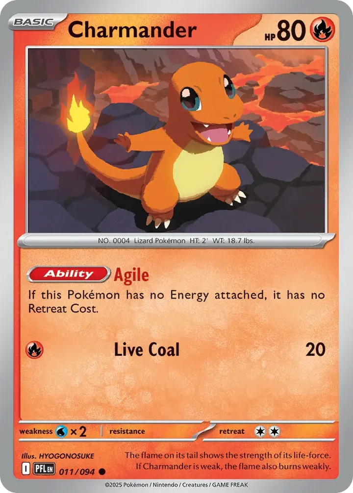 Mega Evolution—Phantasmal Flames 英語版 Charmander 11 カード表面