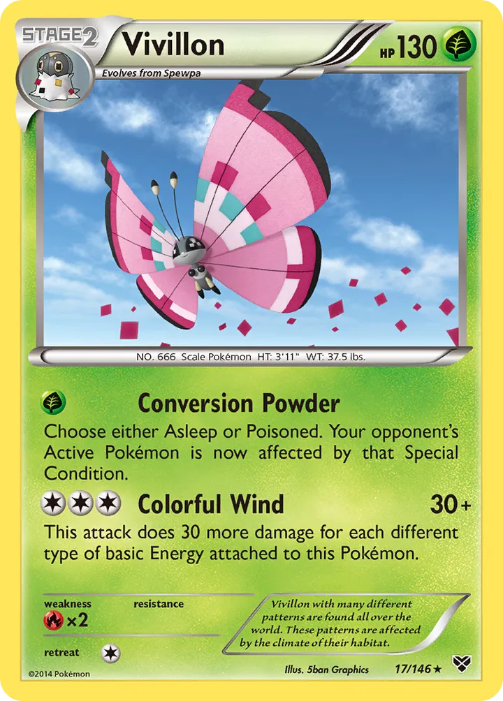 XY 영어판 Vivillon 17 카드 앞면