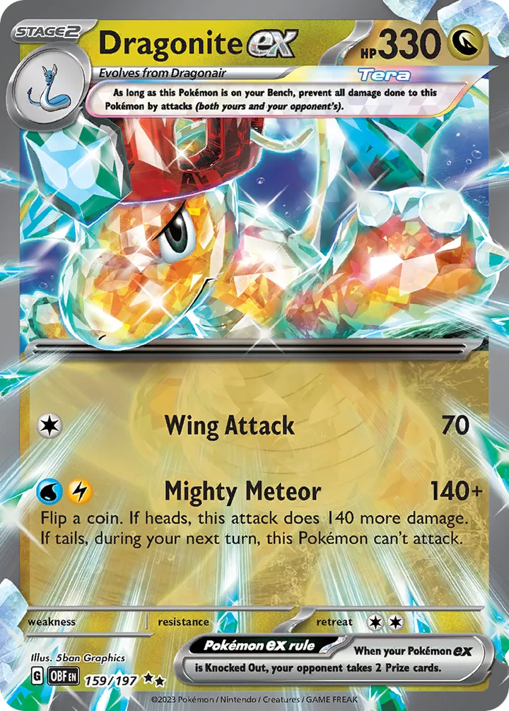 Scarlet & Violet—Obsidian Flames 영어판 Dragonite ex 159 카드 앞면