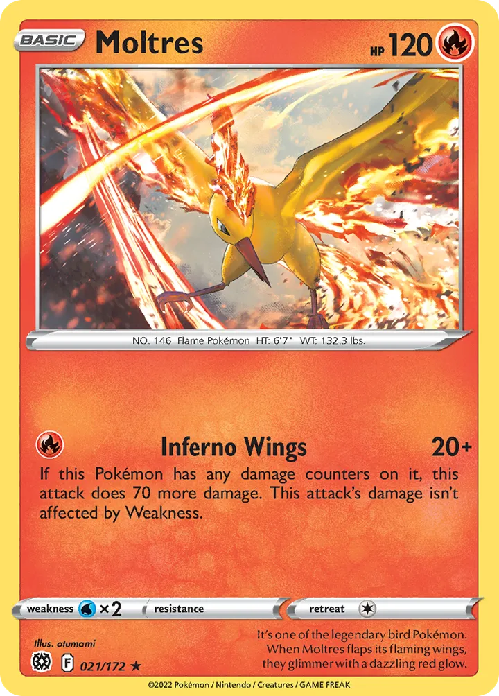 Sword & Shield—Brilliant Stars 영어판 Moltres 21 카드 앞면