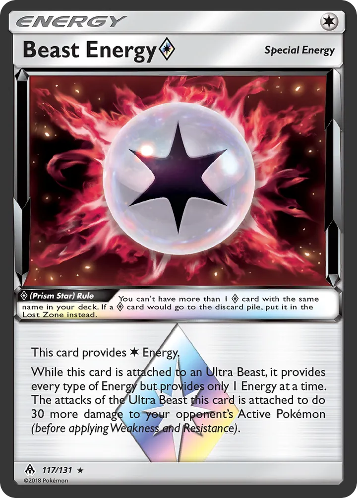Sun & Moon—Forbidden Light 영어판 Beast Energy ◇ 117 카드 앞면