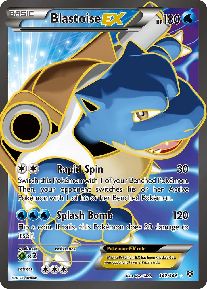 XY 영어판 Blastoise-EX 142 카드 앞면