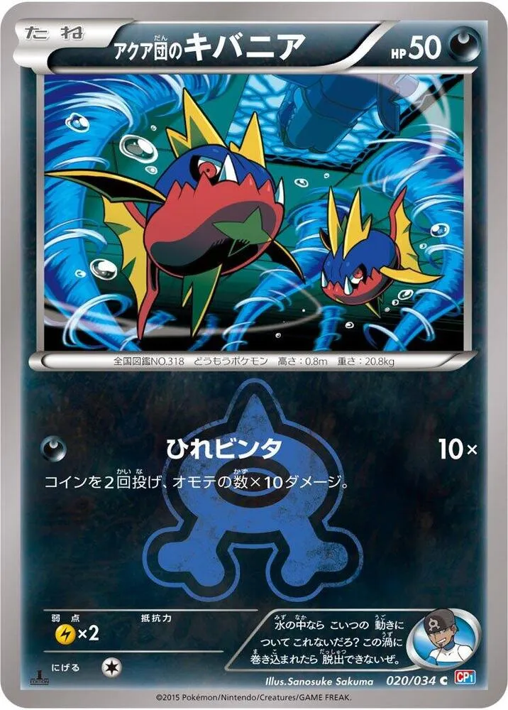 Front of Team Aqua's Carvanha 20, マグマ団VSアクア団 ダブルクライシス Japanese
