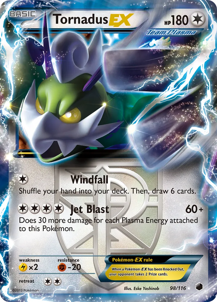 Black & White—Plasma Freeze 영어판 Tornadus-EX 98 카드 앞면