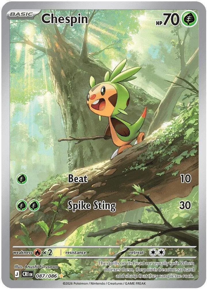 Mega Evolution—Chaos Rising 영어판 Chespin 87 카드 앞면