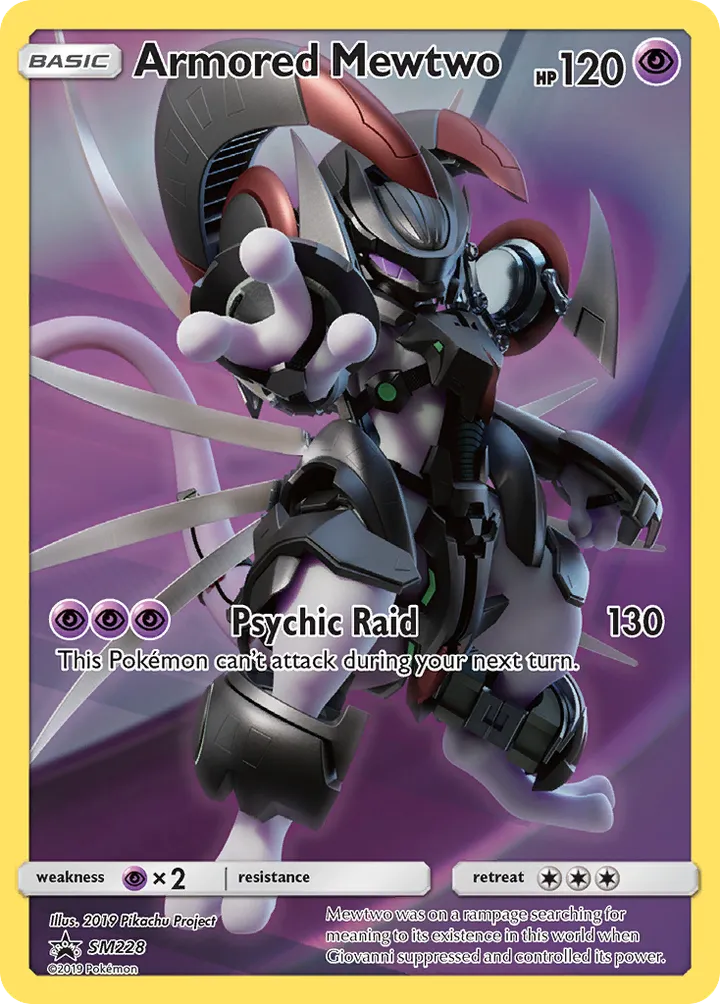 SM Black Star Promos 영어판 Armored Mewtwo SM228 카드 앞면