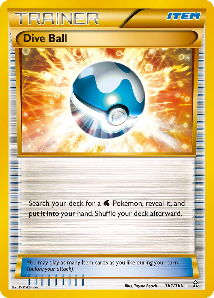 XY—Primal Clash 영어판 Dive Ball 161 카드 앞면