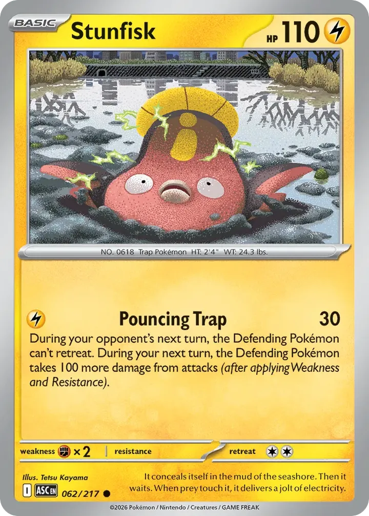 Mega Evolution—Ascended Heroes 영어판 Stunfisk 62 카드 앞면