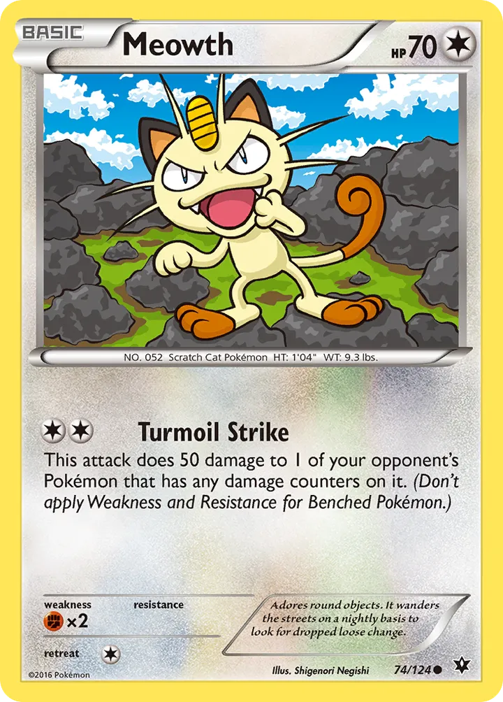XY—Fates Collide 英語版 Meowth 74 カード表面