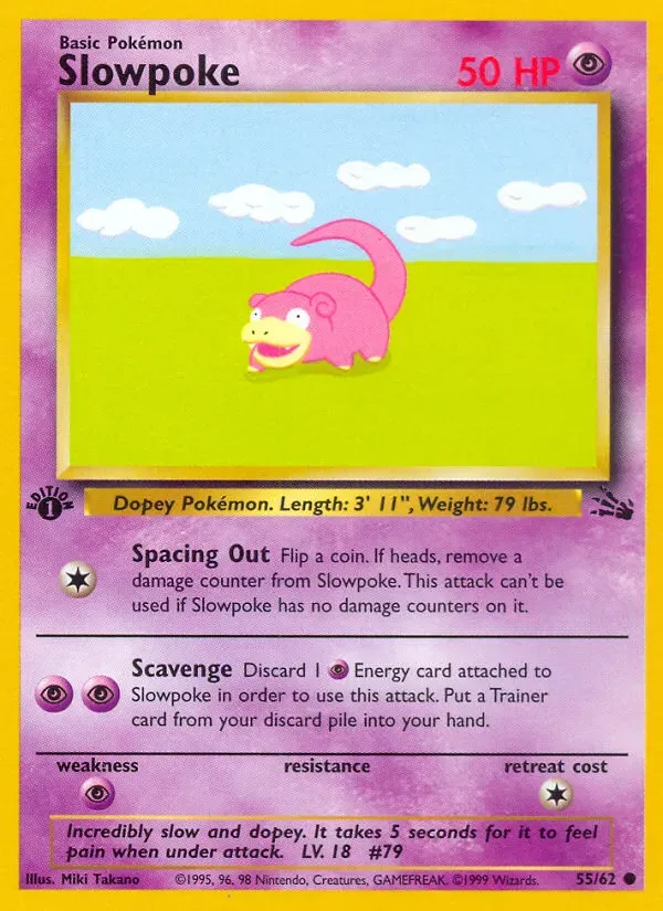Fossil 英語版 Slowpoke 55 カード表面