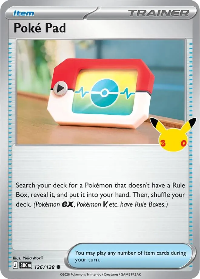 Pokémon TCG: 30th Celebration 영어판 Poké Pad 126 카드 앞면