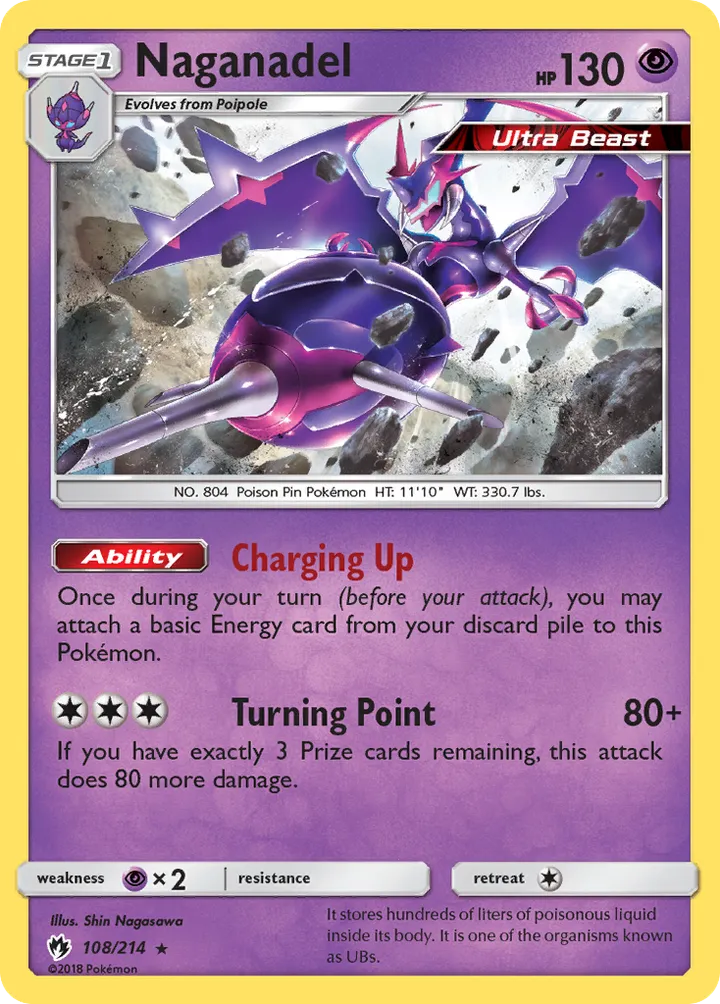 Sun & Moon—Lost Thunder 英語版 Naganadel 108 カード表面
