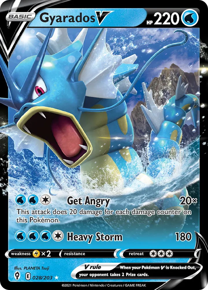 Sword & Shield—Evolving Skies 영어판 Gyarados V 28 카드 앞면