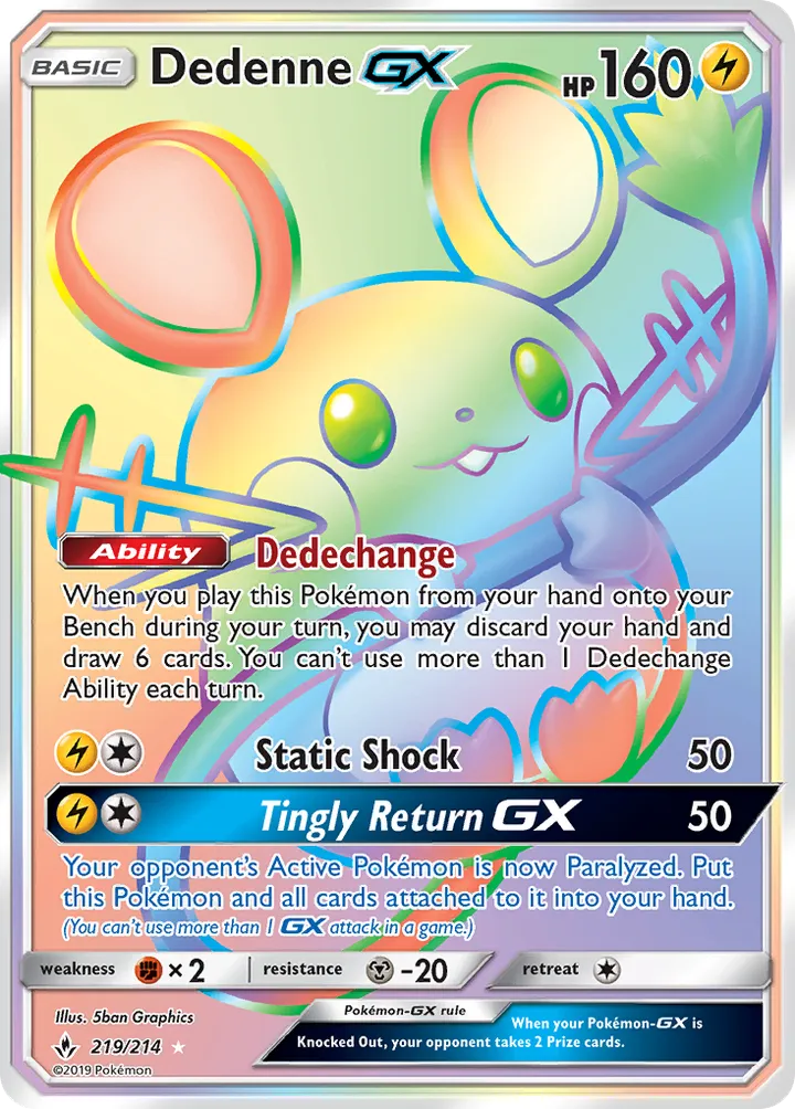 Sun & Moon—Unbroken Bonds 영어판 Dedenne-GX 219 카드 앞면