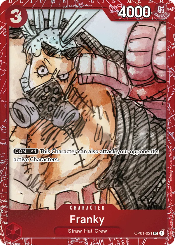 Romance Dawn 英語版 Franky OP01-021 · パラレル カード表面