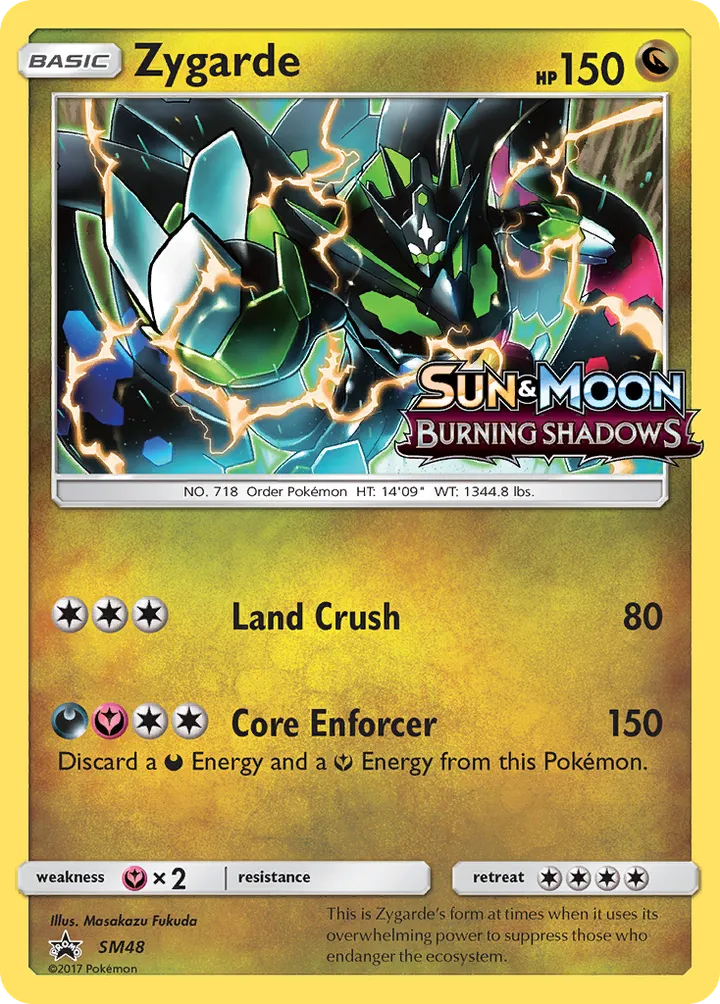 Front of Zygarde SM48, SM Black Star Promos English