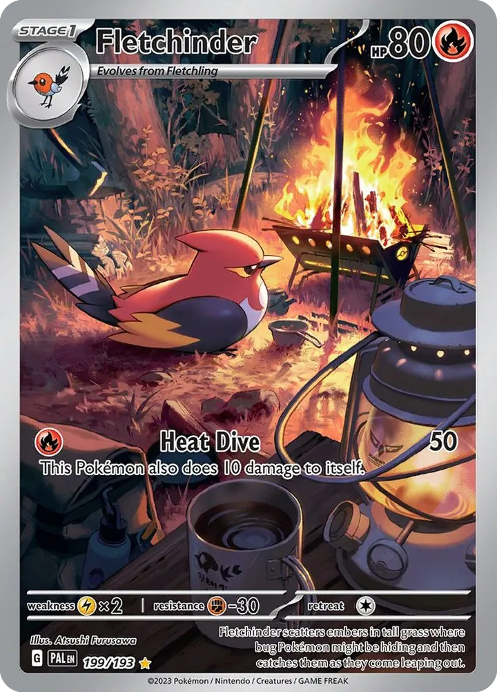 Scarlet & Violet—Paldea Evolved 영어판 Fletchinder 199 카드 앞면