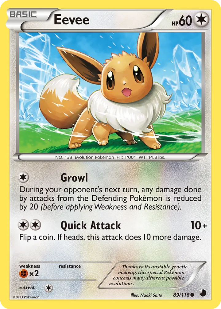 Black & White—Plasma Freeze 영어판 Eevee 89 카드 앞면