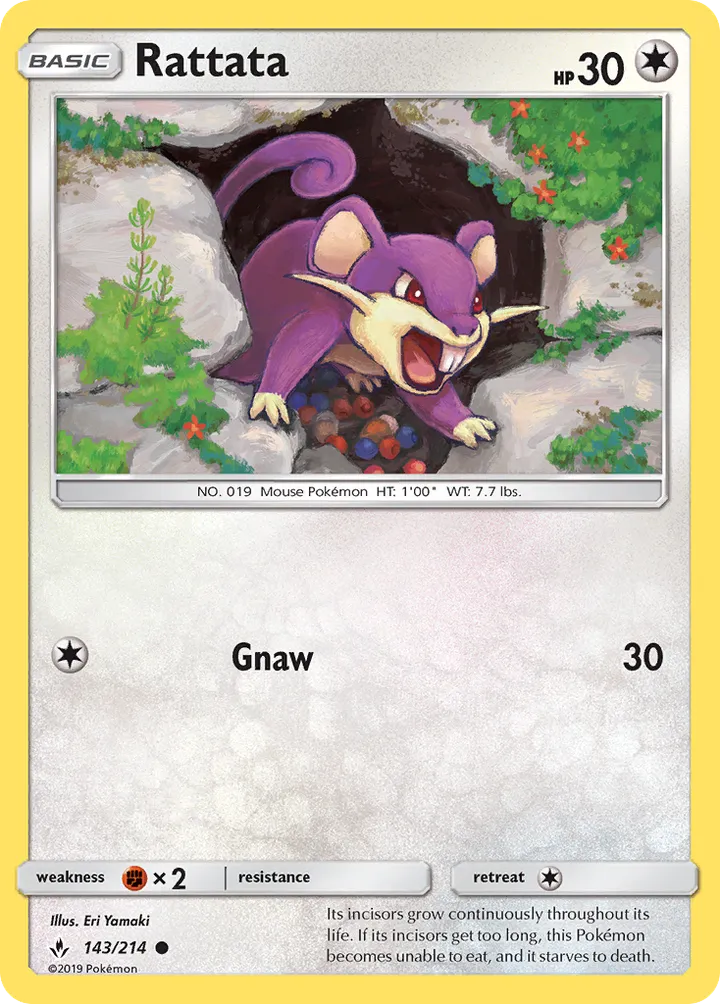 Sun & Moon—Unbroken Bonds 영어판 Rattata 143 카드 앞면