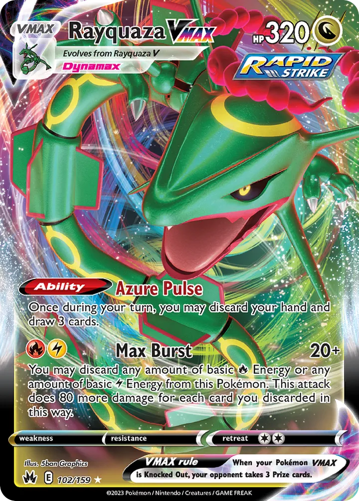Crown Zenith 영어판 Rayquaza VMAX 102 카드 앞면