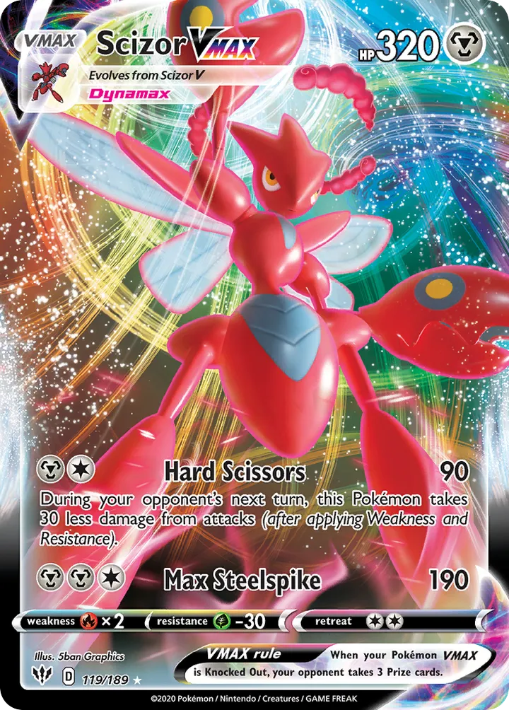Sword & Shield—Darkness Ablaze 영어판 Scizor VMAX 119 카드 앞면