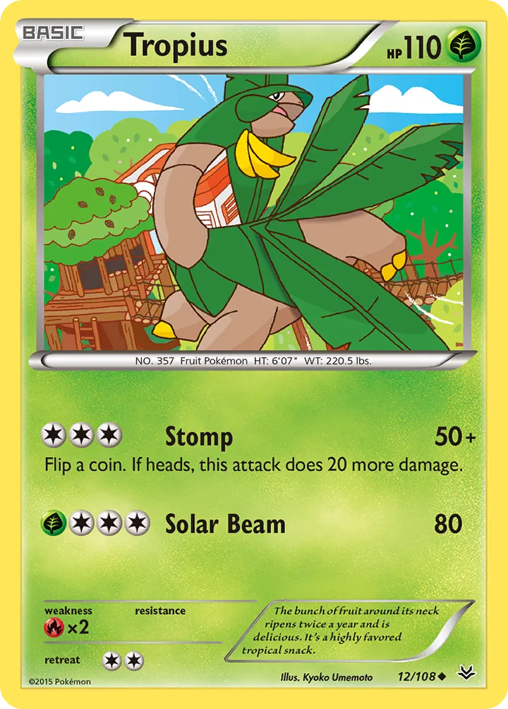 XY—Roaring Skies 영어판 Tropius 12 카드 앞면