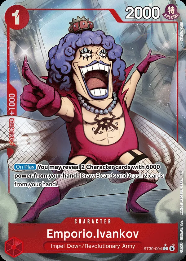Luffy & Ace 英語版 Emporio.Ivankov ST30-004 · パラレル カード表面