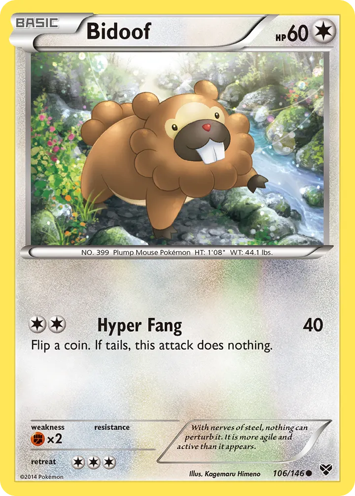 XY 英語版 Bidoof 106 カード表面