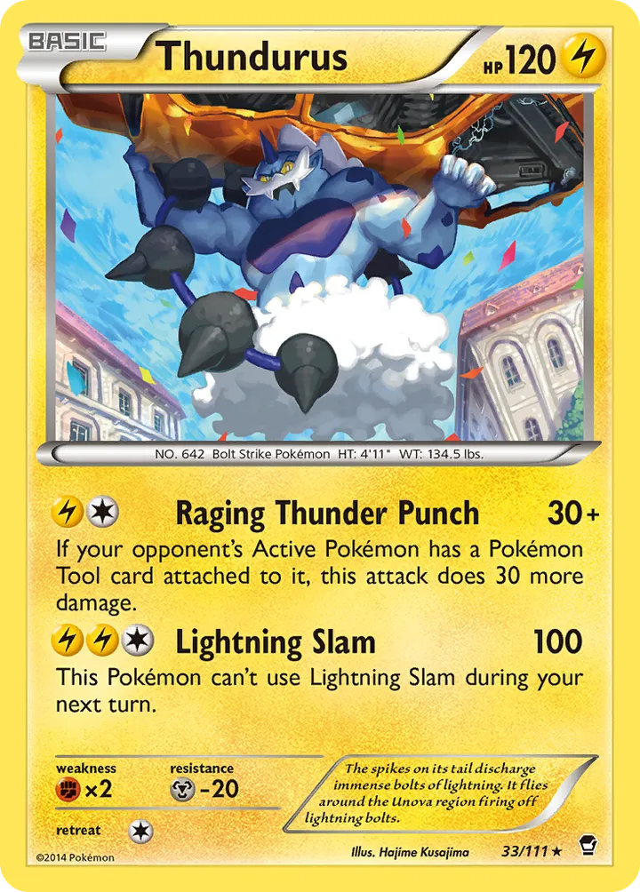 XY—Furious Fists 영어판 Thundurus 33 카드 앞면