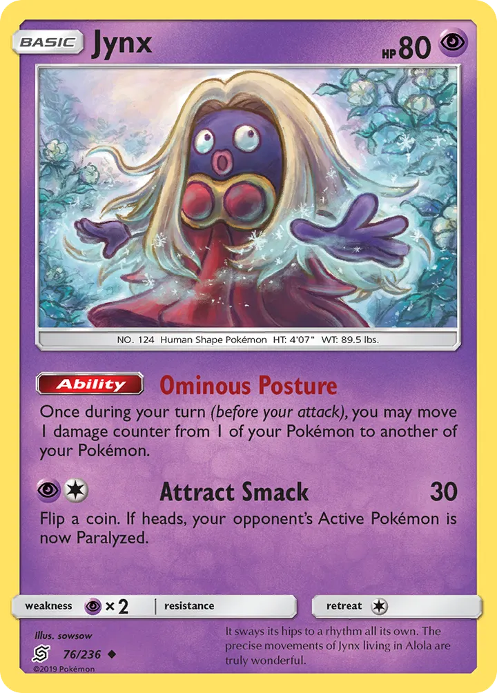 Sun & Moon—Unified Minds 영어판 Jynx 76 카드 앞면