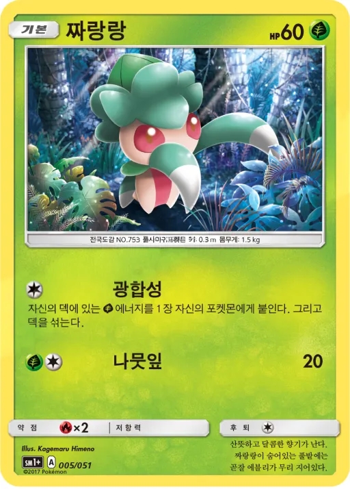 썬&문 韓国語版 짜랑랑 5 カード表面