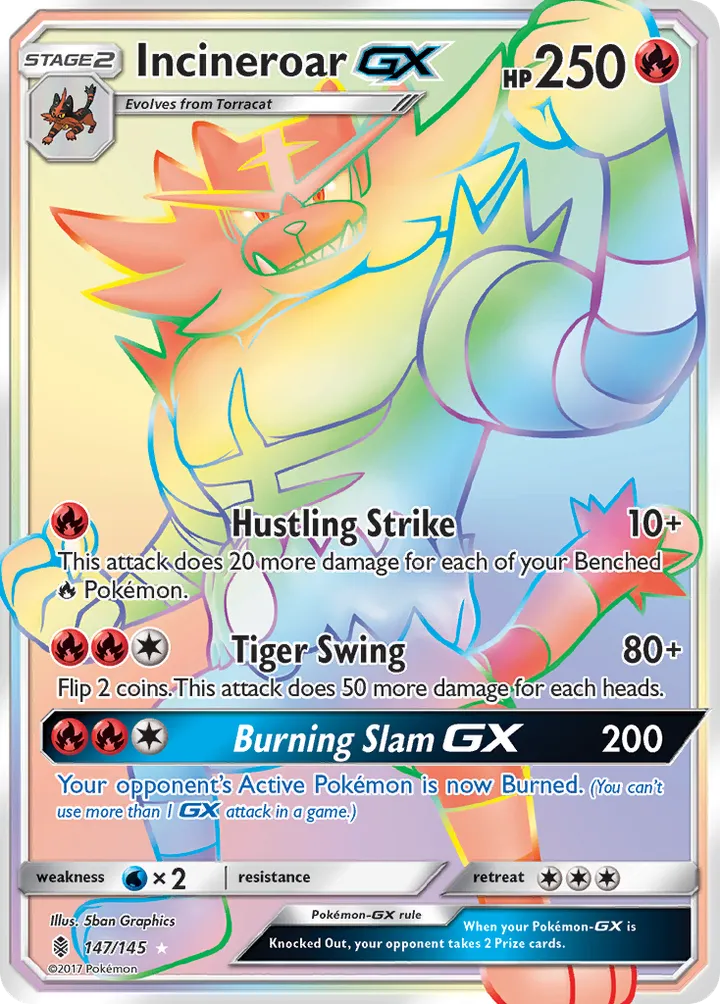 Sun & Moon—Guardians Rising 영어판 Incineroar-GX 147 카드 앞면