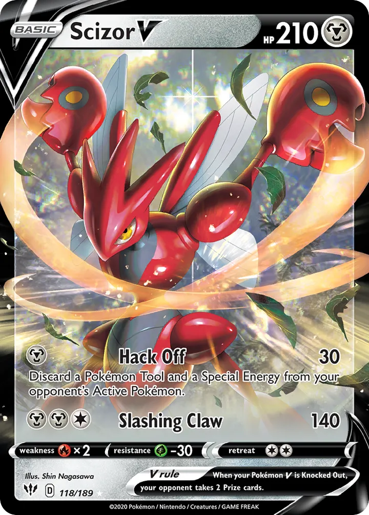 Sword & Shield—Darkness Ablaze 英語版 Scizor V 118 カード表面
