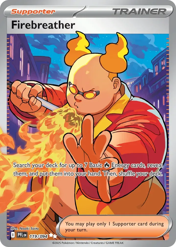 Mega Evolution—Phantasmal Flames 영어판 Firebreather 119 카드 앞면