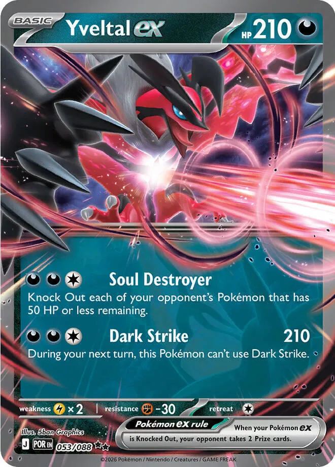Front of Yveltal ex 53, Mega Evolution—Perfect Order English