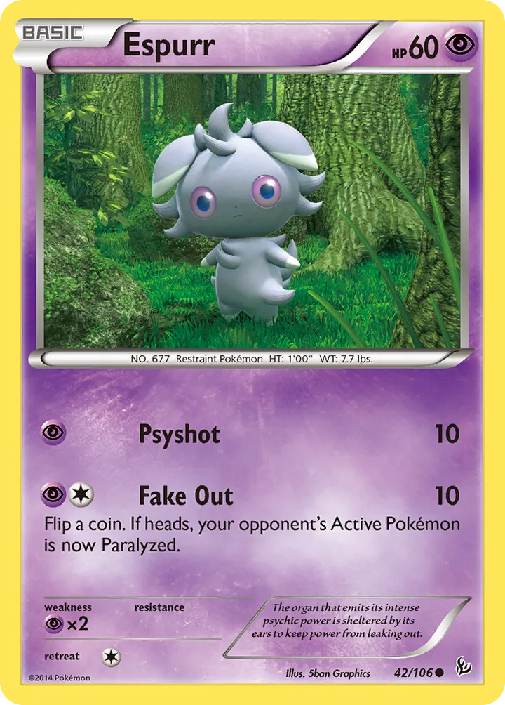 XY—Flashfire 영어판 Espurr 42 카드 앞면