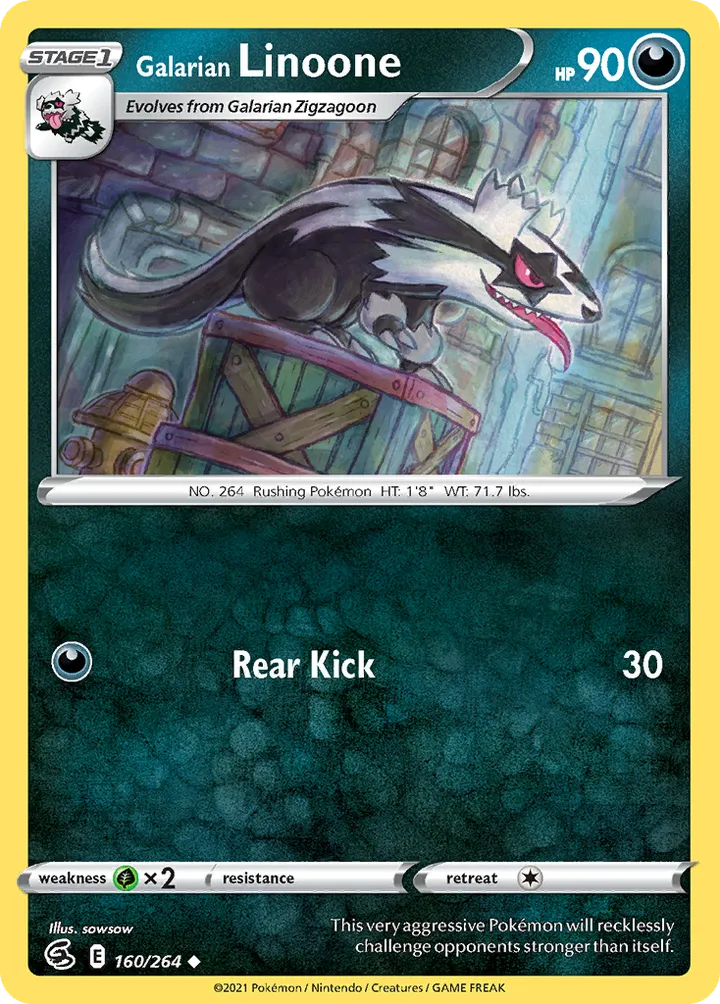 Sword & Shield—Fusion Strike 영어판 Galarian Linoone 160 카드 앞면