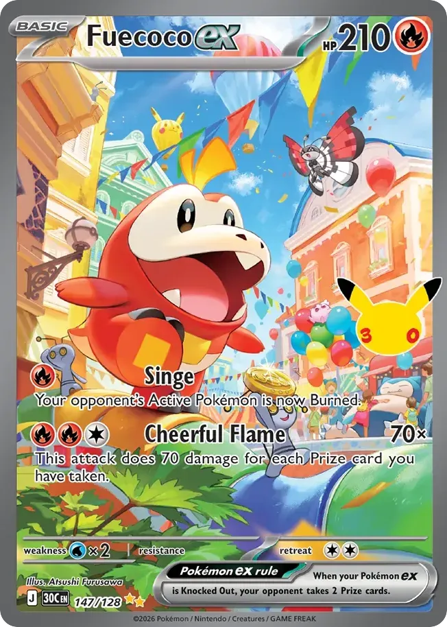 Pokémon TCG: 30th Celebration 英語版 Fuecoco ex 147 カード表面
