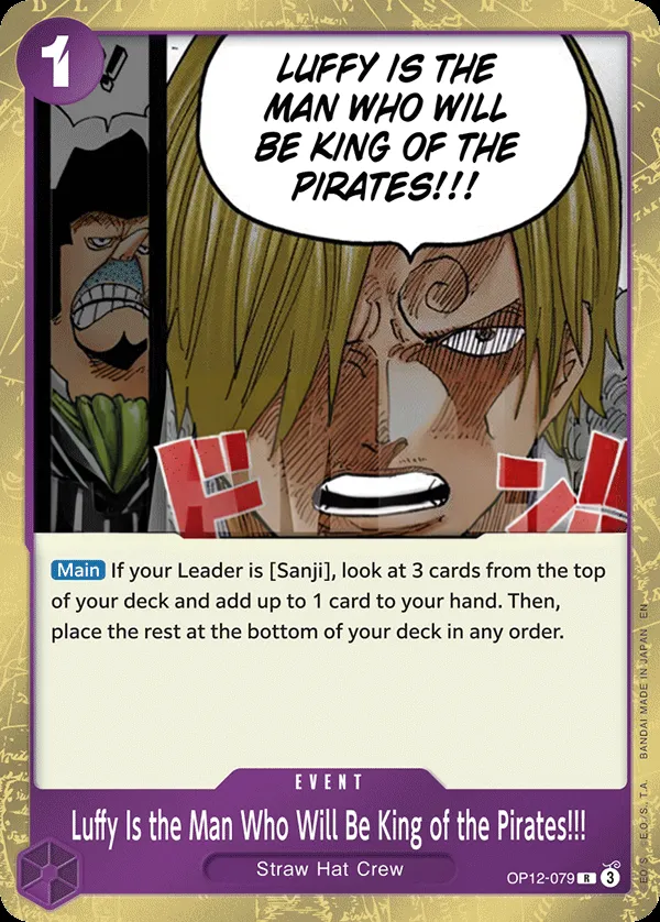 Legacy of the Master 영어판 Luffy Is the Man Who Will Be King of the Pirates!!! OP12-079 카드 앞면