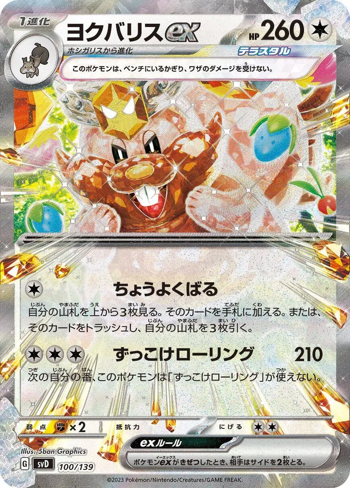 Front of Greedent ex 100, exスタートデッキ(草ジュナイパー/炎ビクティニ/水ゲッコウガ/雷ミライドン/超ピクシー/闘コライドン/悪ヘルガー/鋼メルメタル/おまかせ、全9種) Japanese