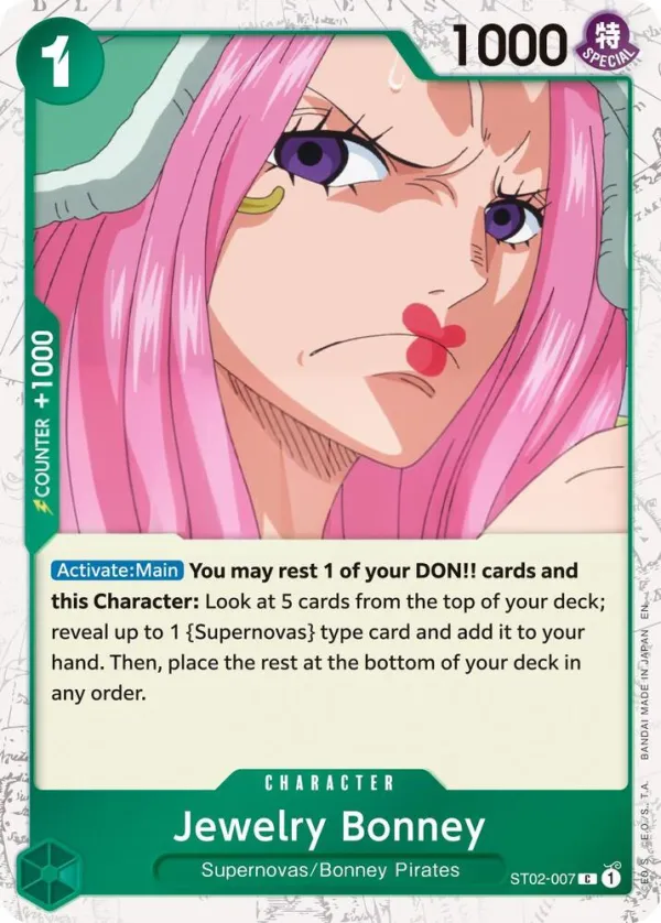 Worst Generation 영어판 Jewelry Bonney ST02-007 · 재록 · 해적 카드 앞면