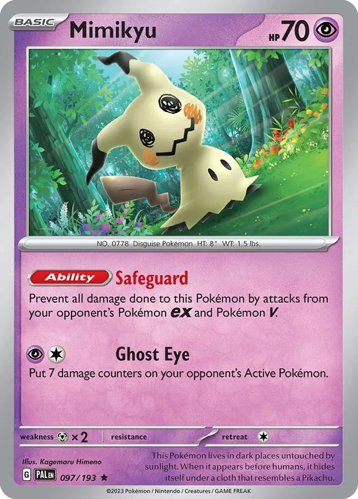 Scarlet & Violet—Paldea Evolved 영어판 Mimikyu 97 카드 앞면