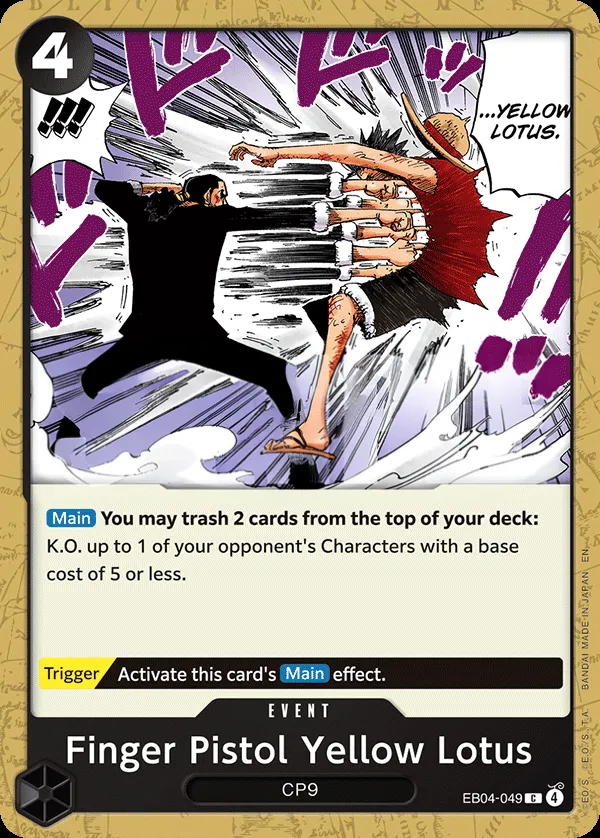 Egghead Crisis 영어판 Finger Pistol Yellow Lotus EB04-049 카드 앞면