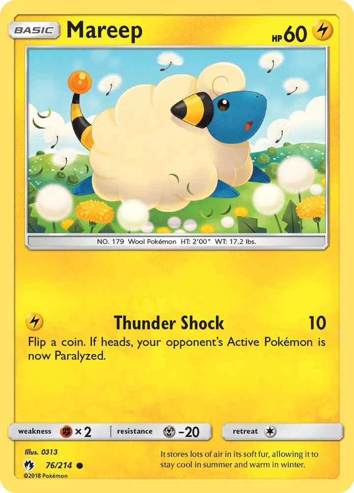 Sun & Moon—Lost Thunder 영어판 Mareep 76 카드 앞면