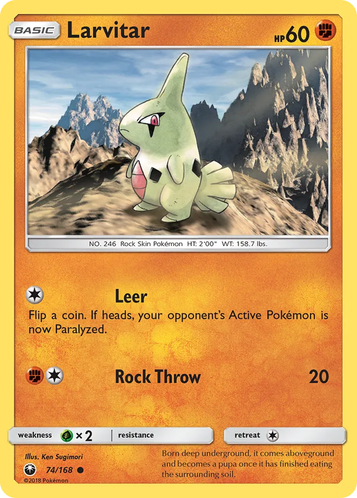 Sun & Moon—Celestial Storm 영어판 Larvitar 74 카드 앞면