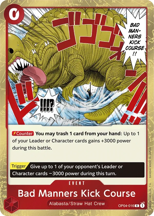 Kingdoms of Intrigue 영어판 Bad Manners Kick Course OP04-016 카드 앞면